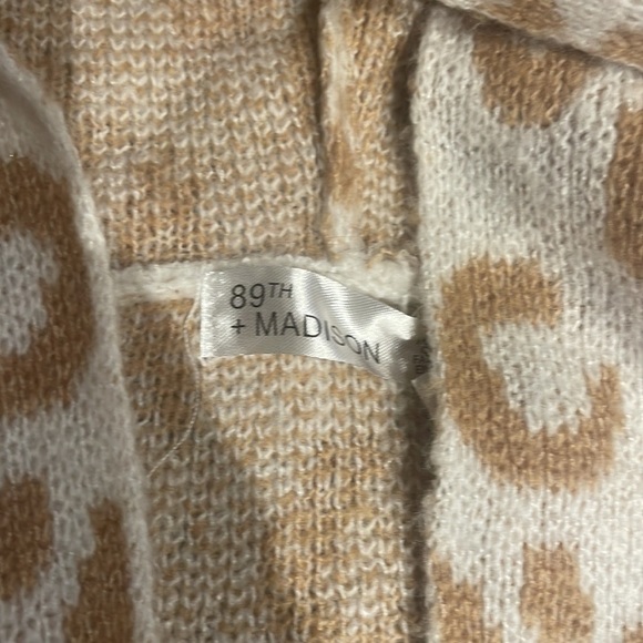 NWT 89th + Madison Long Hooded Animal Print Cardigan Sweater Tan/Brown Size S/ - Picture 4 of 8